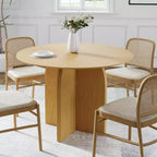 Table à manger ronde en bois massif de 42 x 42 po, finition naturelle et pieds élégants arqués pour salles à manger et cuisines modernes