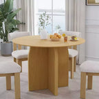 Table à manger ronde en bois massif de 42 x 42 po, finition naturelle et pieds élégants arqués pour salles à manger et cuisines modernes