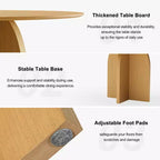 Table à manger ronde en bois massif de 42 x 42 po, finition naturelle et pieds élégants arqués pour salles à manger et cuisines modernes