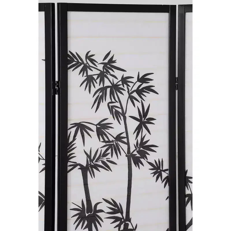 Séparateur de pièce 3 panneaux Brise-vue en bambou Papier bois noir 54x71