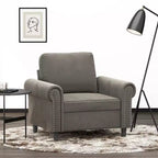 Canapé Fauteuil Velours Gris Clair, Contreplaqué, Métal, Mousse