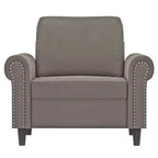 Canapé Fauteuil Velours Gris Clair, Contreplaqué, Métal, Mousse