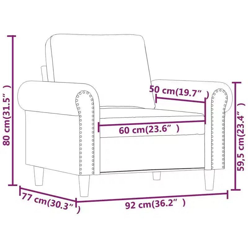 Canapé Fauteuil Velours gris clair (100% polyester), Contreplaqué, Métal, Mousse