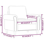 Canapé Fauteuil Velours Gris Clair, Contreplaqué, Métal, Mousse