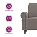 Canapé Fauteuil Velours Gris Clair, Contreplaqué, Métal, Mousse