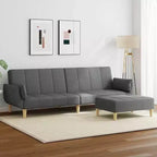 Canapé-lit gris foncé Polyester, bois, plastique, mousse 2 places