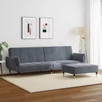 Canapé-lit gris foncé Polyester, bois, plastique, mousse 2 places