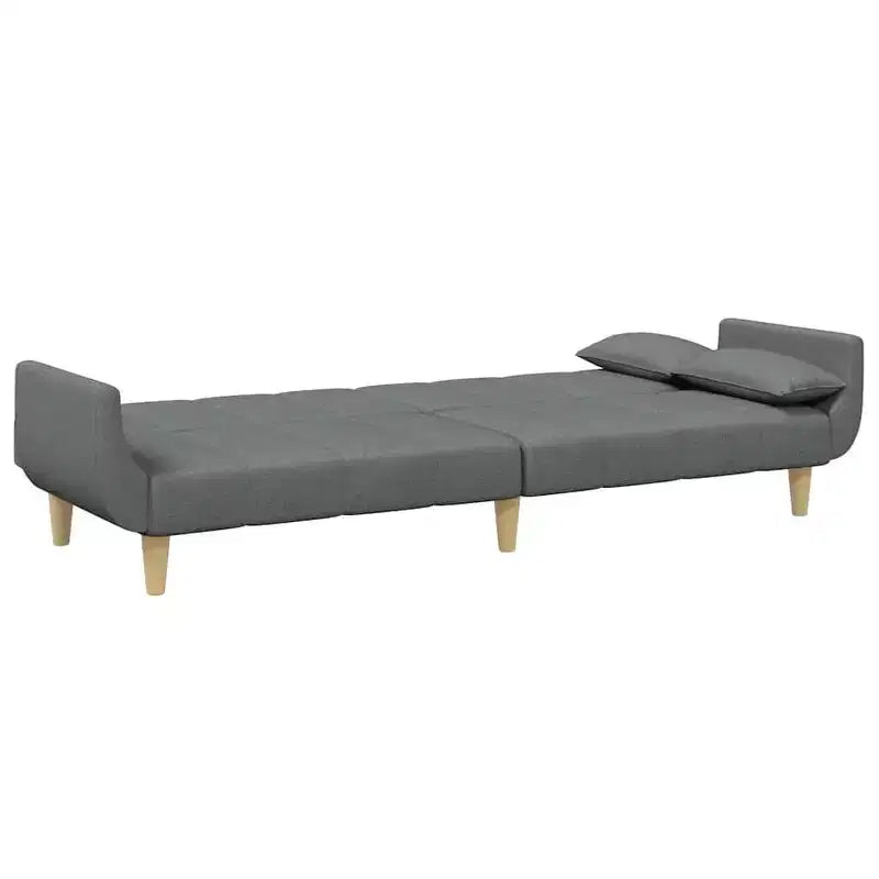 Canapé-lit gris foncé Polyester, bois, plastique, mousse 2 places