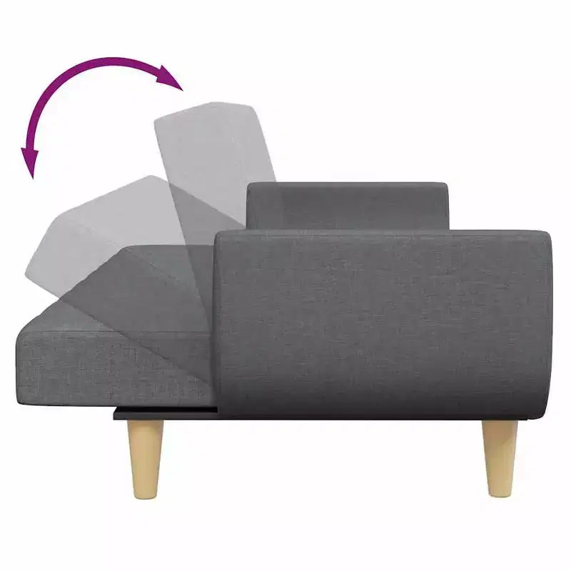Canapé-lit gris foncé Polyester, bois, plastique, mousse 2 places