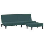 vidaXL Velvet 2-Seater Sofa Bed and Footstool - Dark Green | Convertible Sleeper Sofa | Cozy and Adjustable for Lounge, Living Room