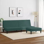 Canapé-lit 2 places et repose-pieds en velours - Vert foncé | Canapé-lit convertible | Confortable et modulable pour salon, séjour