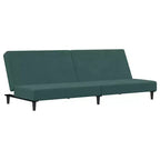 Canapé-lit 2 places et repose-pieds en velours - Vert foncé | Canapé-lit convertible | Confortable et modulable pour salon, séjour