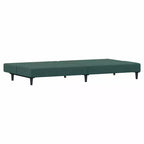 Canapé-lit 2 places et repose-pieds en velours - Vert foncé | Canapé-lit convertible | Confortable et modulable pour salon, séjour
