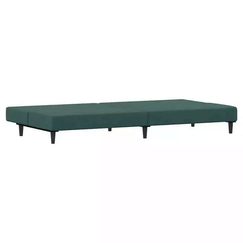 Canapé-lit 2 places et repose-pieds en velours - Vert foncé | Canapé-lit convertible | Confortable et modulable pour salon, séjour