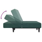 Canapé-lit 2 places et repose-pieds en velours - Vert foncé | Canapé-lit convertible | Confortable et modulable pour salon, séjour