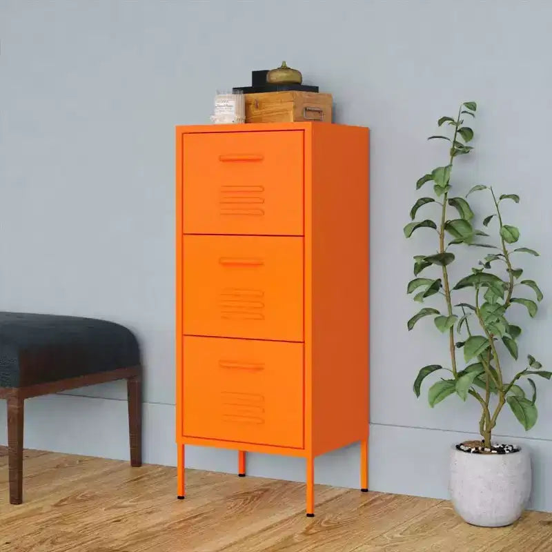 Meuble de rangement en acier pieds réglables - Orange