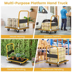 Diable chariot plateforme pliable 300 kg (660 lbs) de déménagement entrepôt neuf bleu/jaune