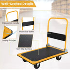Diable chariot plateforme pliable 300 kg (660 lbs) de déménagement entrepôt neuf bleu/jaune