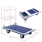 Diable chariot plateforme pliable 300 kg (660 lbs) de déménagement entrepôt neuf bleu/jaune