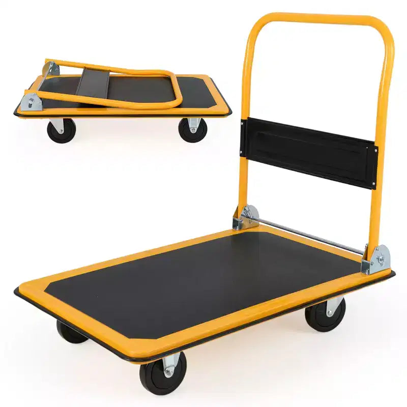 Diable chariot plateforme pliable 300 kg (660 lbs) de déménagement entrepôt neuf bleu/jaune