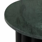 Table d'appoint, table de chevet ou petite table de nuit moderne pour la décoration intérieure - Grande table nervurée avec plateau en marbre parfaite pour les petits espaces - 20 Noir et Vert