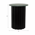 Table d'appoint, table de chevet ou petite table de nuit moderne pour la décoration intérieure - Grande table nervurée avec plateau en marbre parfaite pour les petits espaces - 20 Noir et Vert