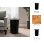 Table d'appoint, table de chevet ou petite table de nuit moderne pour la décoration intérieure - Grande table nervurée avec plateau en marbre parfaite pour les petits espaces - 20 Noir et Vert