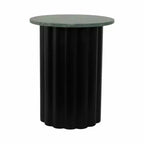 Table d'appoint, table de chevet ou petite table de nuit moderne pour la décoration intérieure - Grande table nervurée avec plateau en marbre parfaite pour les petits espaces - 20 Noir et Vert