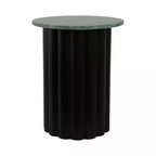 Table d'appoint, table de chevet ou petite table de nuit moderne pour la décoration intérieure - Grande table nervurée avec plateau en marbre parfaite pour les petits espaces - 20 Noir et Vert