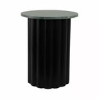 Table d'appoint, table de chevet ou petite table de nuit moderne pour la décoration intérieure - Grande table nervurée avec plateau en marbre parfaite pour les petits espaces - 20 Noir et Vert