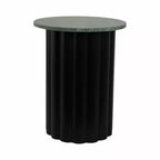 Table d'appoint, table de chevet ou petite table de nuit moderne pour la décoration intérieure - Grande table nervurée avec plateau en marbre parfaite pour les petits espaces - 20 Noir et Vert