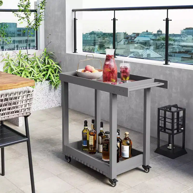 Chariot de service utilitaire à 2 étagères – Capacité de 227 kg – Idéal pour la maison, le bureau, le patio et le barbecue
