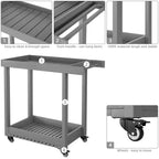 Chariot de service utilitaire à 2 étagères – Capacité de 227 kg – Idéal pour la maison, le bureau, le patio et le barbecue