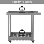 Chariot de service utilitaire à 2 étagères – Capacité de 227 kg – Idéal pour la maison, le bureau, le patio et le barbecue