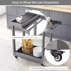 Chariot de service utilitaire à 2 étagères – Capacité de 227 kg – Idéal pour la maison, le bureau, le patio et le barbecue