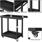 Chariot de service utilitaire à 2 étagères – Capacité de 227 kg – Idéal pour la maison, le bureau, le patio et le barbecue
