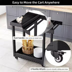 Chariot de service utilitaire à 2 étagères – Capacité de 227 kg – Idéal pour la maison, le bureau, le patio et le barbecue