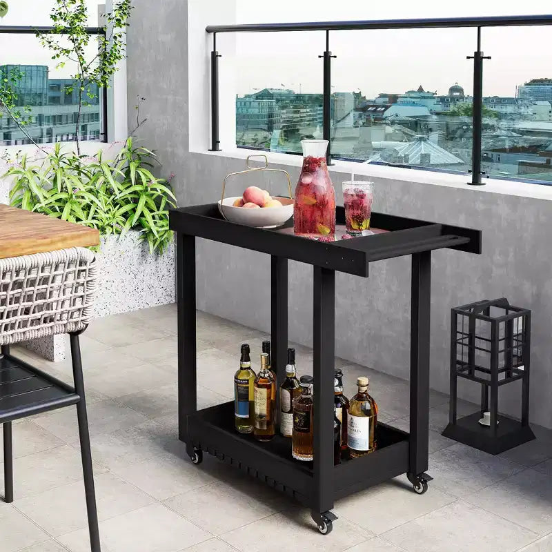 Chariot de service utilitaire à 2 étagères – Capacité de 227 kg – Idéal pour la maison, le bureau, le patio et le barbecue
