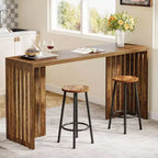 Lantine 63Counter Height Pub Table, Rectangular High Top Kitchen & Dining Counter Tables with Louvered Base for Narrow Space