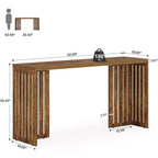 Table de bar hauteur comptoir 63, tables de cuisine et de salle à manger rectangulaires hautes avec base à persiennes pour espaces étroits