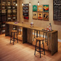 Table de bar hauteur comptoir 63, tables de cuisine et de salle à manger rectangulaires hautes avec base à persiennes pour espaces étroits