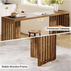 Table de bar hauteur comptoir 63, tables de cuisine et de salle à manger rectangulaires hautes avec base à persiennes pour espaces étroits