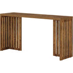 Table de bar hauteur comptoir 63, tables de cuisine et de salle à manger rectangulaires hautes avec base à persiennes pour espaces étroits
