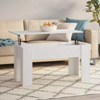 Coffee Table White Engineered wood Medium Adjustable