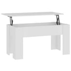 Table basse Blanc Bois d'ingénierie Moyen Réglable