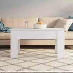Table basse Blanc Bois d'ingénierie Moyen Réglable