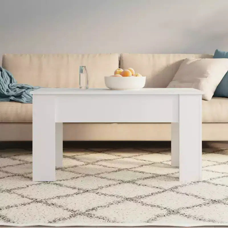 Table basse blanche en bois composite, taille moyenne, réglable