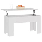 Table basse Blanc Bois d'ingénierie Moyen Réglable