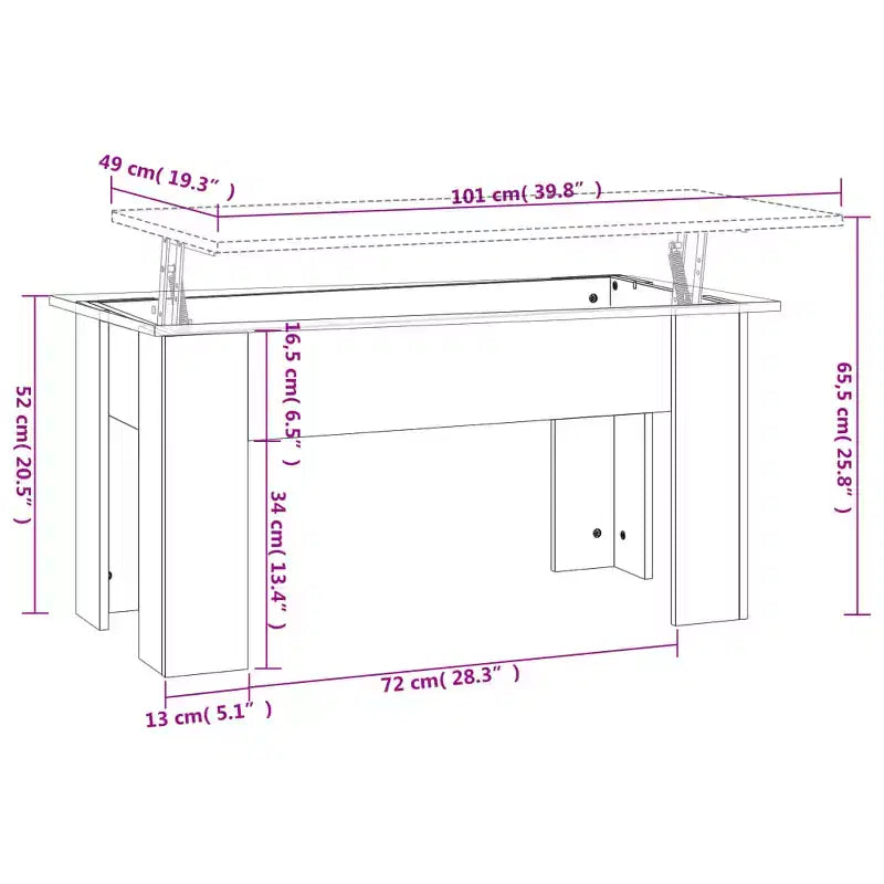 Table basse blanche en bois composite, taille moyenne, réglable