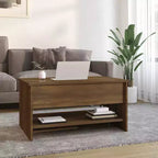 Table basse chêne marron, bois d'ingénierie, hauteur réglable standard